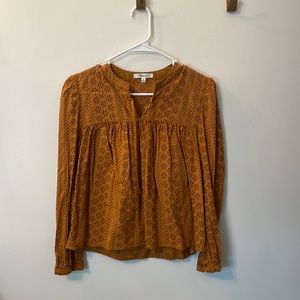Madewell cropped eyelet blouse with tie - Cognac color - Size S